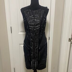 Nicole Miller Black Textured Mini Dress